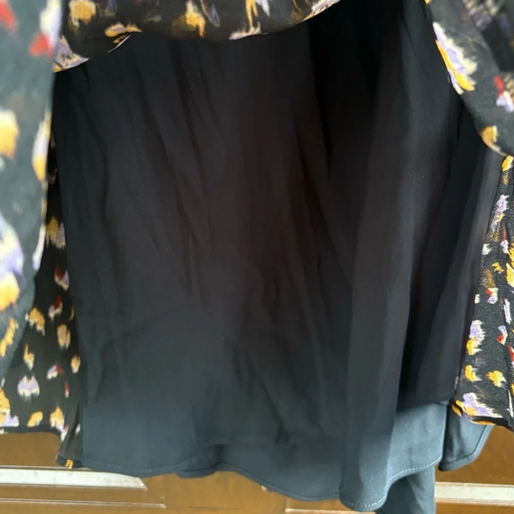 NWT Banana Republic Georgette Cross-Tie Trapeze Dress Black Floral Size Medium